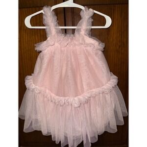 Cupcakes and Cashmere Baby Girls Pink Glitter Tulle Ruffle Dress 6-9M
